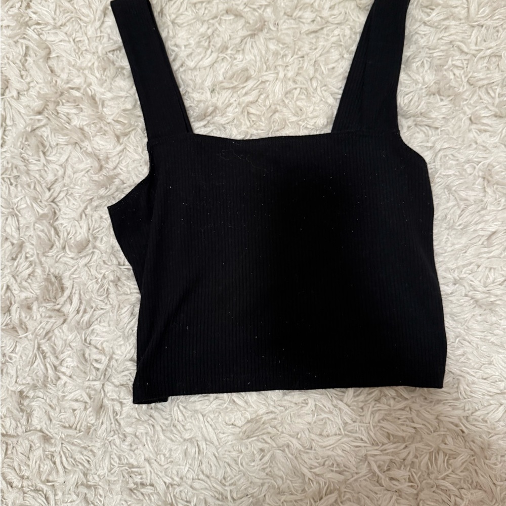 American Eagle by Payless Black Ribbed Tank Top